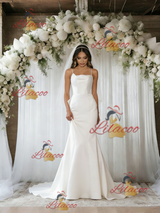 White Mermaid Spaghetti Straps Wedding Dress