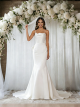 White Mermaid Spaghetti Straps Wedding Dress