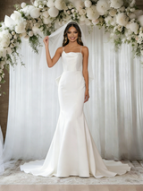 White Mermaid Spaghetti Straps Wedding Dress