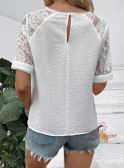 Women Casual Lace White Shirt