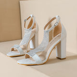 Rhinestone Thick Heel Sandals