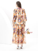 Palace Printed Long Sleeve Party Dress