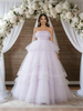 Pink Purple Tulle Sequins Strapless Wedding Dress