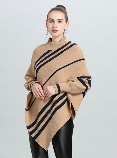 Irregular Striped Bat Sleeve Cloak