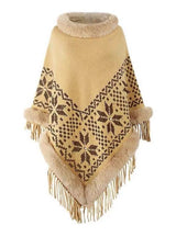 Fringe Knit Pullover Shawl Cloak