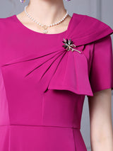Fuchsia Short Sleeve Mother Of The Bride Dress