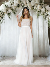 Lace Tulle Straps Wedding Dress