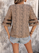 Leopard Print Shirt Gauze Stitching Dress