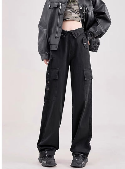 Multi-pocket Buttoned Slacks Pant