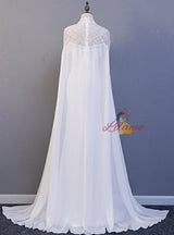 White Mermaid Straps Beading Prom Dress With Shawl