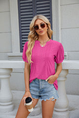 Solid Color V-neck Loose Short-sleeved T-shirt