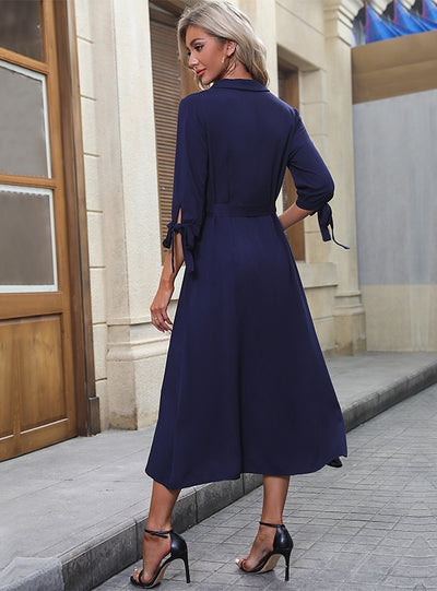 Long Sleeve Solid Color Long Dress