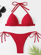 Draw Rope Strap Gather Split Swimsuit