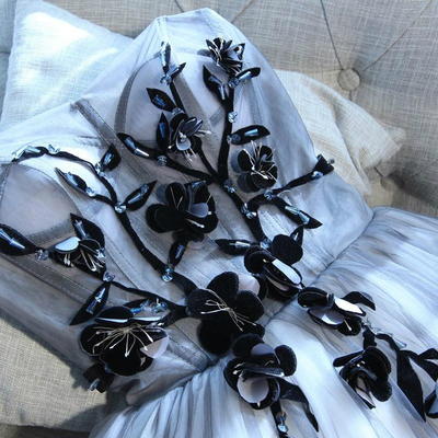 Gray Tulle Strapless Appliques Homecoming Dress