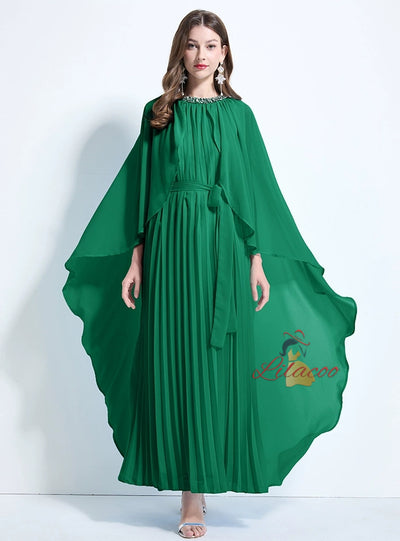 Summer Pleated Silm Waist Dress