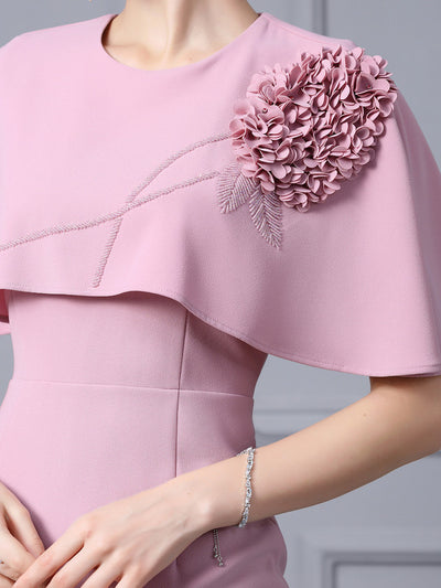 Pink Cloak Style Flower Mother Of The Bride Dress