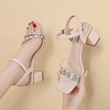 Open-toed Thick High-heeled Square-toed Sandals