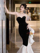 Black Mermaid Sequins Sweetheart Prom Dress