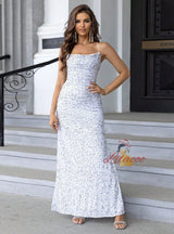 Sexy Slit Thigh Sequined Sling Dress