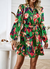 Printed Long-sleeved Shirt Dress