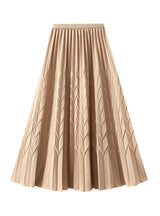 Elastic High Waist Solid Color Pleated Skirt