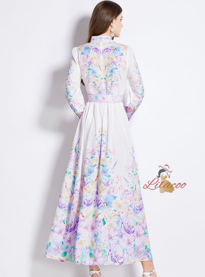 Retro Palace Long Sleeve Printed Dress