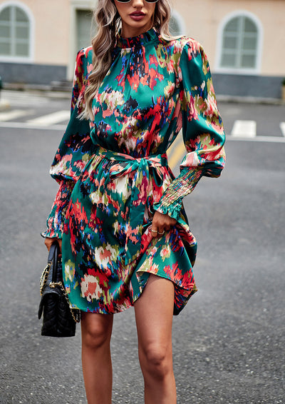 Women Printed Long-sleeved Dress