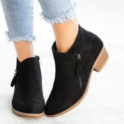 Suede Double-sided Zipper Booties