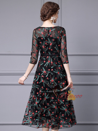 Black Short Sleeve Beading Mother Of The Bride Dress