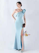 Mermaid One Shoulder Split Beading Prom Dress