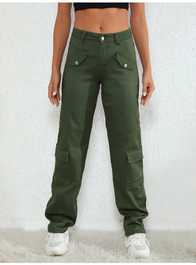 High Waist Loose Large Pocket Jeans