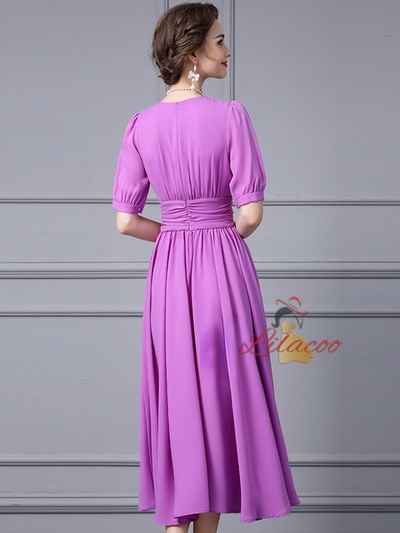 Purple Chiffon V-neck Mother Of the Brides Dress