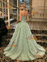 Green Sequins Spaghetti Straps Prom Dress