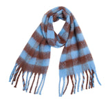 Women Plaid Tassel Thick Scarf