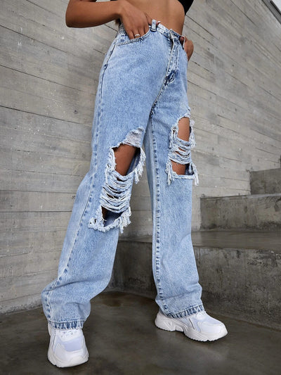 Women Fashion Hole Jeans