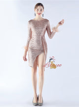 Sexy Long Sleeve Mini Split Prom Dress