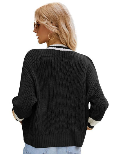 V-neck Loose Knit Sweater Coat