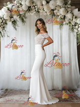 White Mermaid Off the Shoulder Lace Wedding Dress