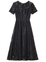 Black Short Sleeve Lace Mother Of The Bride Dress