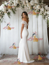 White Mermaid Off the Shoulder Lace Wedding Dress