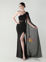 Mermaid One Shoulder Split Prom Dress
