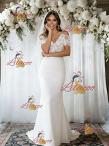 White Mermaid Spaghetti Straps Wedding Dress