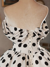 White Satin Wave Point Pleats Wedding Dress