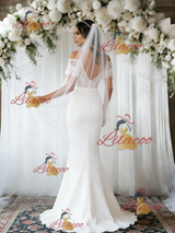 White Mermaid Spaghetti Straps Wedding Dress