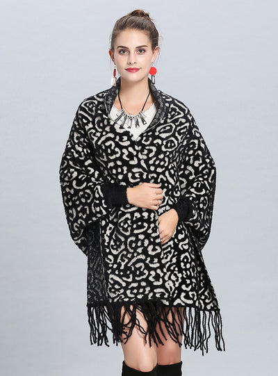 Jacquard Long Tassel Knitted Shawl