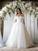 White Tulle Off the Shoulder Beading Wedding Dress