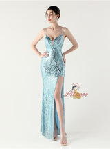 Mermaid Spaghetti Straps Split prom Dress