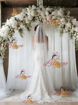 White Mermaid Lace Strapless Wedding Dress