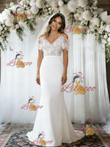 White Mermaid Spaghetti Straps Wedding Dress