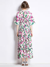 Printing Heavy Industry Beaded Pleated Dress